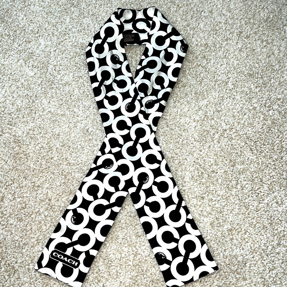 COACH Signature Print Silk Skinny Scarf